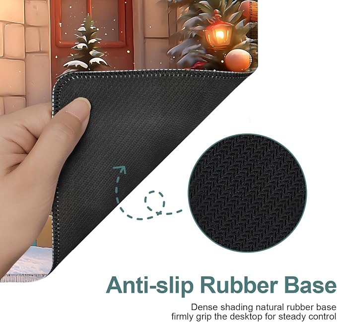 Christmas Scene Gaming Mouse Pad 35.4"x15.7"Desk Mat Anti-Slip Rubber Base & - Image 3