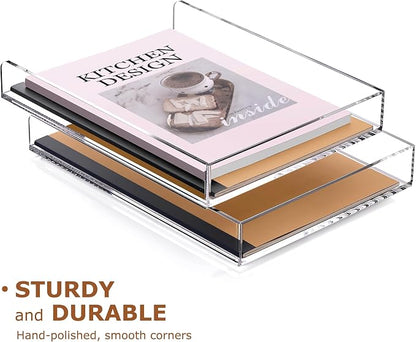 SANRUI 4 Tier Stackable Paper Letter Tray, Acrylic Vertical File Tray A4 Desk - Image 7