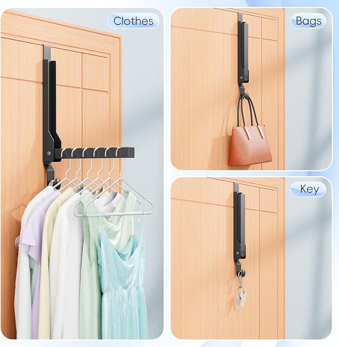 BAKON Over The Door Hanger Folding Clothes Drying Rack, Folding Hanging Coat - Image 6