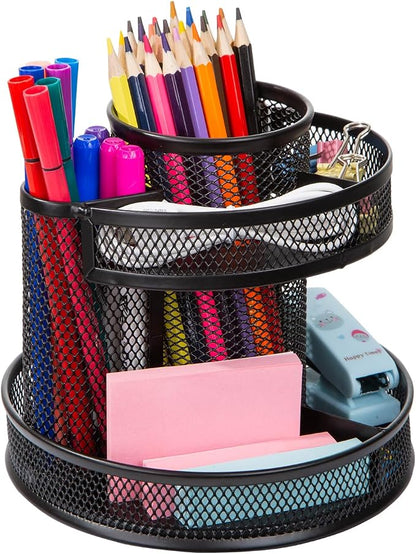 Comix 360° Rotating Pen Holder for Desk, 9 Compartments Office Desk Organizer - Image 3