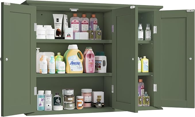 ChooChoo Laundry Cabinet with 3 Doors and Adjustable Shelves | 9.06"D x 31.1"W - Image 8