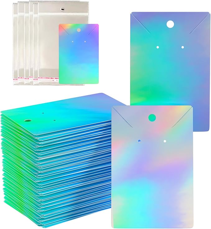 300pcs Holographic Earring Card Holder Paper Tags by KIUKIUO