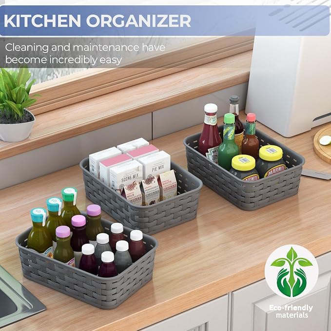 3 Pack Small Plastic Basket, Storage Bin Baskets - Image 4