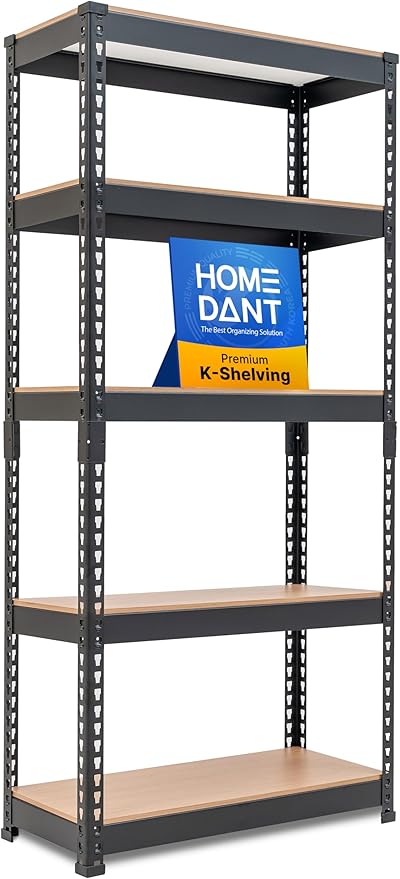 HOMEDANT 5 Tier Storage Shelves Adjustable Laminated Boltless Garage Metal by TheBestOrganizingSolution