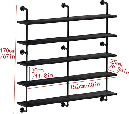 HDDFER Floating Shelves for Wall Bookshelf Industrial Pipe Shelving Shelves 60 - Image 2