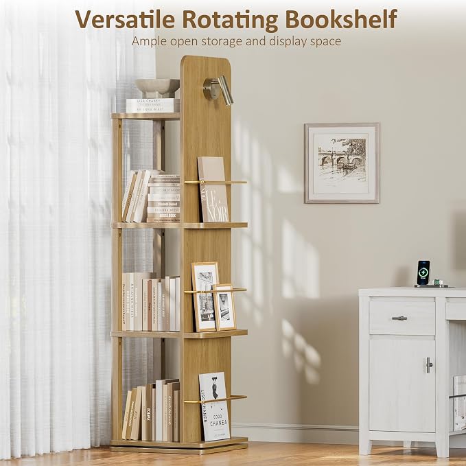Rotating Bookshelf Tower w/Light, 15.4''/Shelf - Image 7