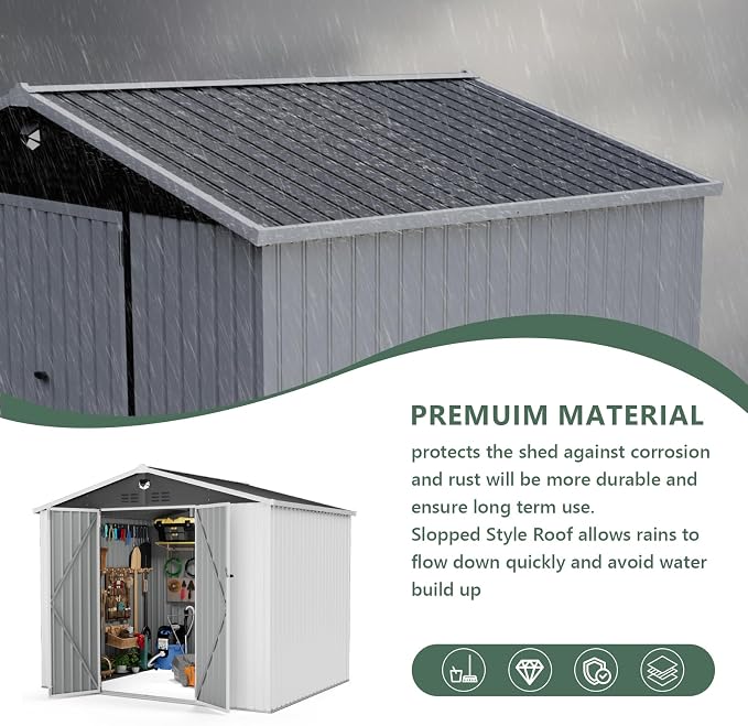 Metal Storage Shed, 10x8 Outdoor Storage Building, Large Backyard Sheds - Image 5