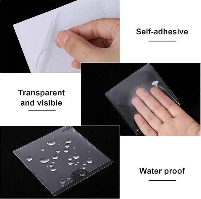 36 Pack Adhesive Index Card Pockets, 3.5" x 3.5", Top Open | Clear Pvc - Image 3