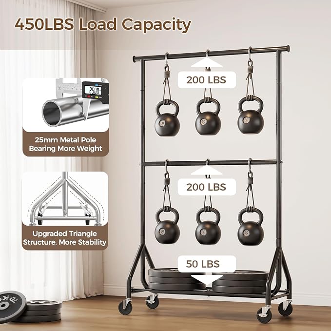 HYSEYY Heavy Duty Clothes Rack, Double Rod Clothing Rack - Image 8