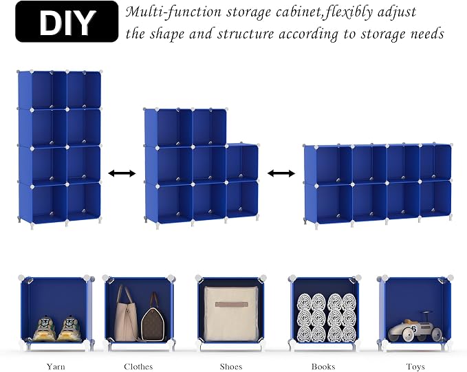 AWTATOS Cube Storage Organizer, 8 Cube Closet Organizers Stackable, DIY Plastic - Image 6