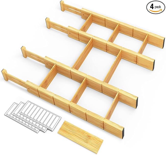 SpaceAid Bamboo Drawer Dividers by SpaceAid