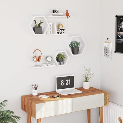 Wooden Hexagon Floating Shelves Wall Mounted - Image 8