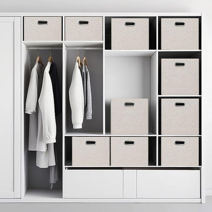 Posprica Closet Storage Bins, 4 Pack Closet Shelf Organizers, Linen Fabric - Image 5