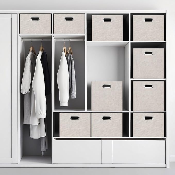 Posprica 15.12"x12.13"x12.01" Storage Cube Bins, Linen Decorative Closet - Image 4