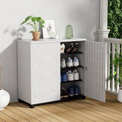 KINYING Outdoor Storage Cabinet Waterproof, 60 Gallon Resin Outdoor Storage Shed - Image 7