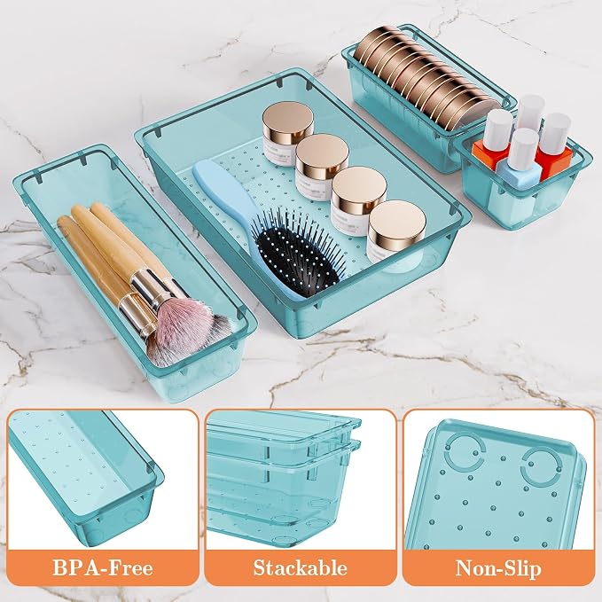 25 PCS Plastic Drawer Organizer Set, 4-Size Versatile Organizer Trays & storage - Image 3