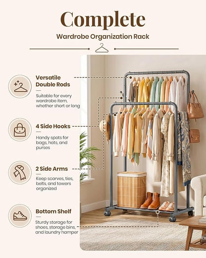 Delamu Clothes Rack Double Rods Clothing Racks - Image 3