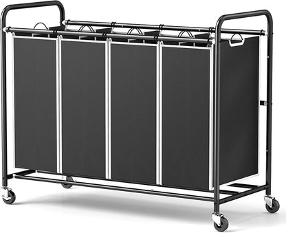 ROMOON Laundry Hamper Sorter Cart: 4-Section Organizer by ROMOON