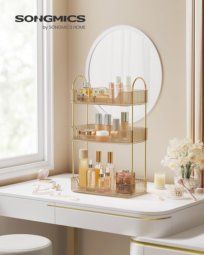 SONGMICS Makeup Organizer, 3-Tier Skincare Organizer Countertop, Customizable - Image 6