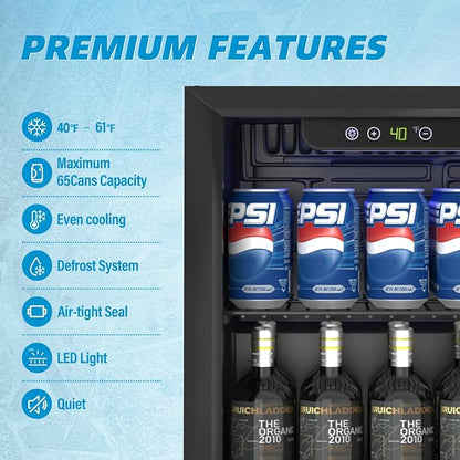 40L Mini Fridge, Freestanding Beverage Refrigerator - Image 2