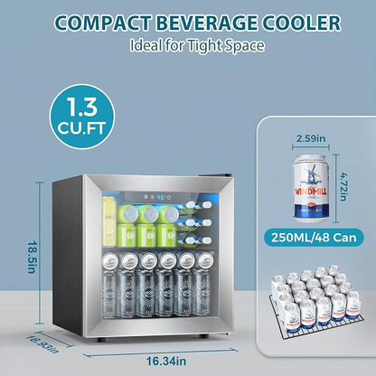 48 Can Beverage Refrigerator, 12 Bottle Wine Cooler - Image 2