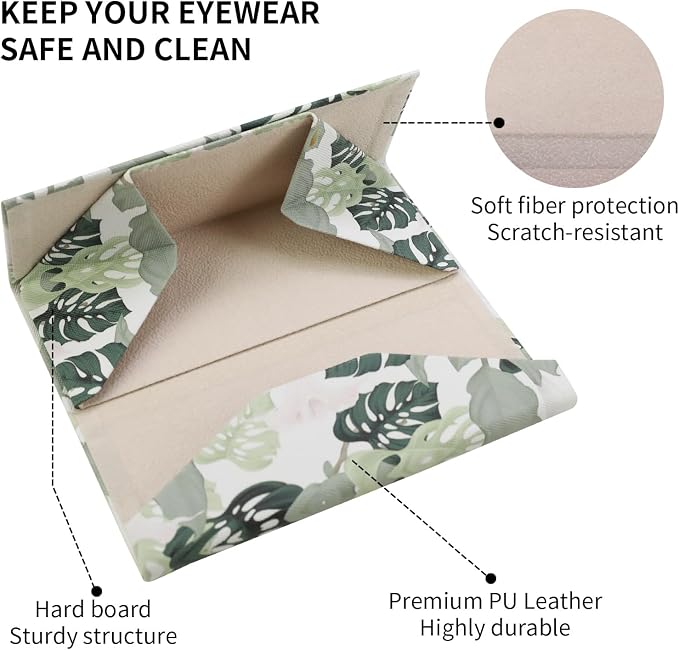 Foldable Glasses Case, Magnetic PU Leahter Sunglasses Case, Cute Hard Shell - Image 4