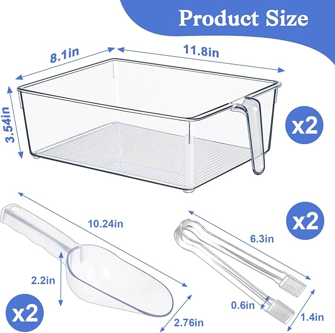 Clear Ice Bucket for Freezer, Ice Cube Storage Bin - Image 2