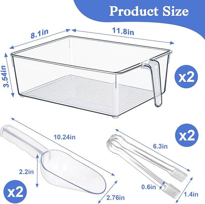 Clear Ice Bucket for Freezer, Ice Cube Storage Bin - Image 2