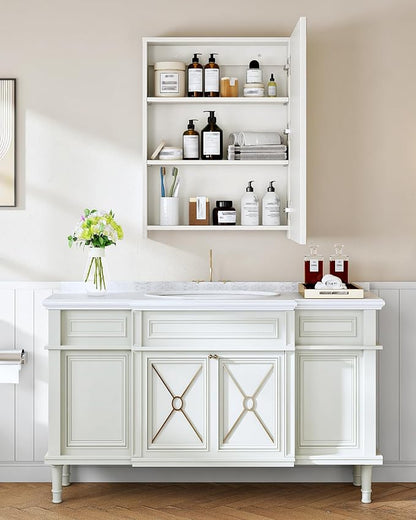 Bathroom Medicine Mirror Cabinet, 21.7'' x 27.6'', Wall-Mounted Bathroom Vanity - Image 5