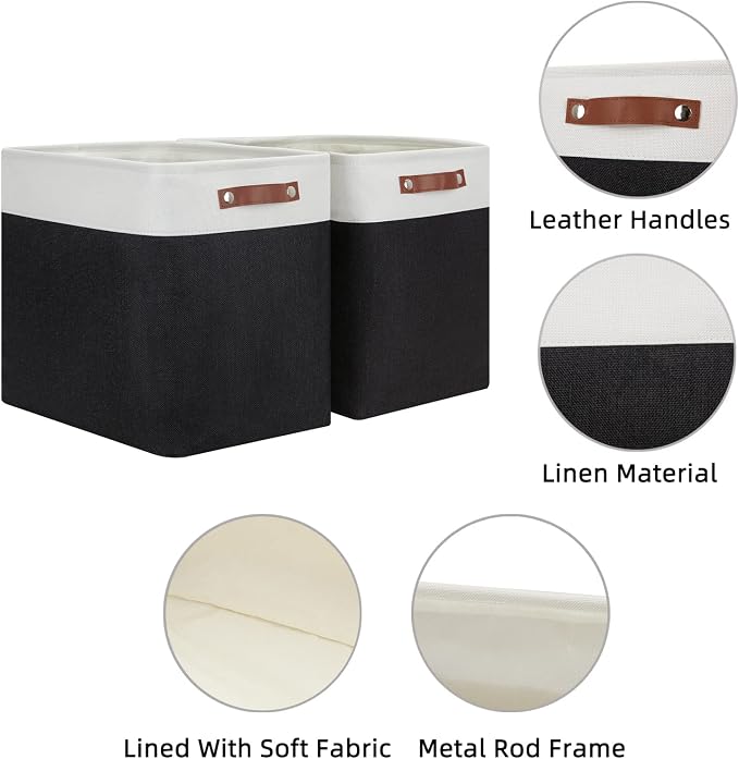 HNZIGE Baskets Shelf Baskets for Clothes 2 Pack Large Storage Bins Fabric - Image 5