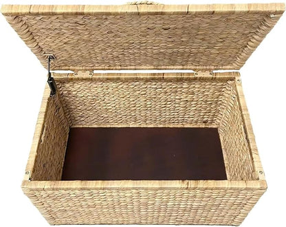 eHemco Water Hyacinth Wicker Storage Trunk, 30x17.5x17.5 Inches | Safety Hinge - Image 3