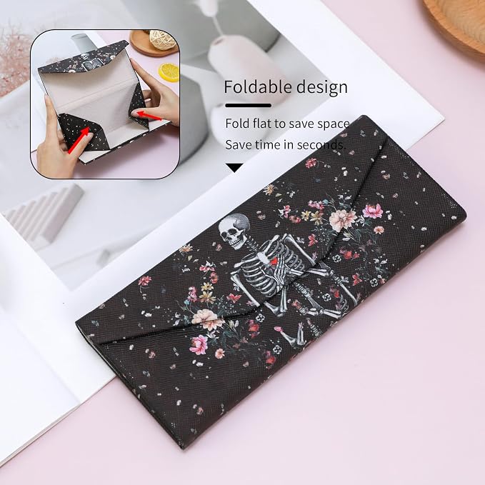 Foldable Glasses Case, Magnetic PU Leahter Sunglasses Case, Cute Hard Shell - Image 3
