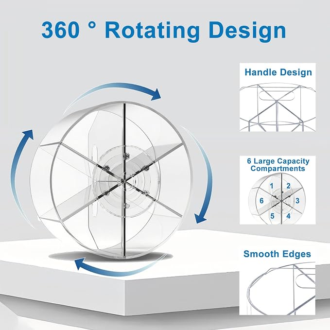 Acrylic Rotating Pen Holder for Desk, 360 Degree Clear Pencil Holder Crayon - Image 2