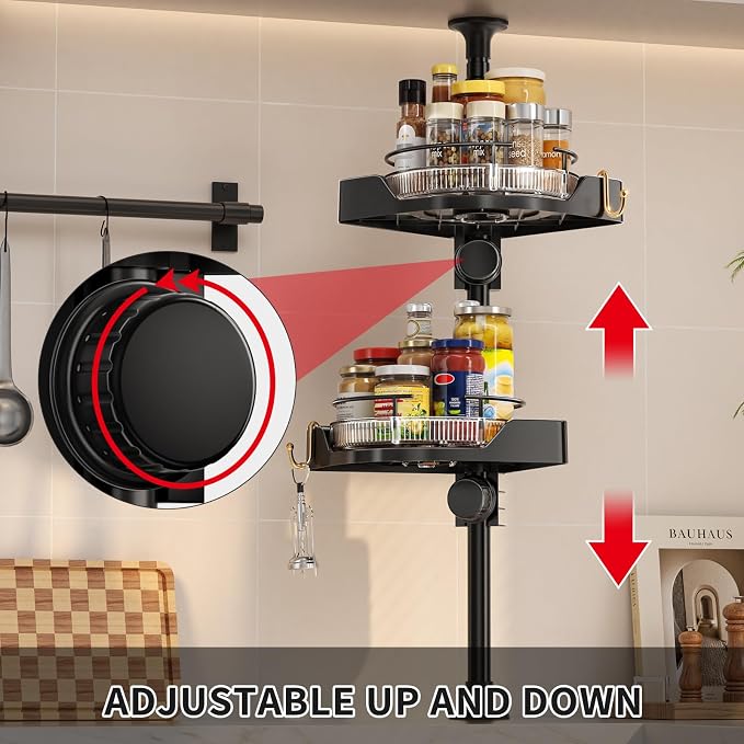 Standing Spice Rack Organizer, Counter Corner Double Tier Lazy Susan, Height - Image 4