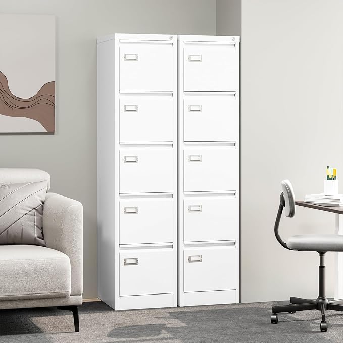 5-Drawer File Cabinet, 16.3" Deep Vertical Metal Filing Cabinet - Image 7