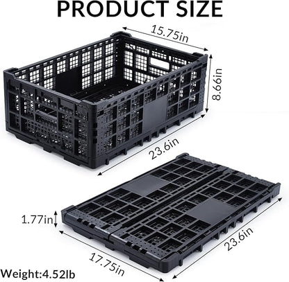 Collapsible Storage Crates, 52 Liter Heavy Duty Foldable Plastic Crates - Image 2