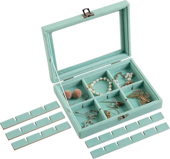 Frebeauty 24 Grid Earring Organizer, Small Velvet Jewelry Tray - Image 5