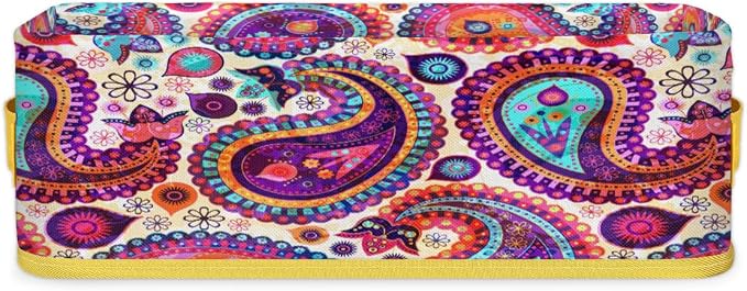 Paisley Folk Style Bathroom Storage Basket, Foldable by ModaQua