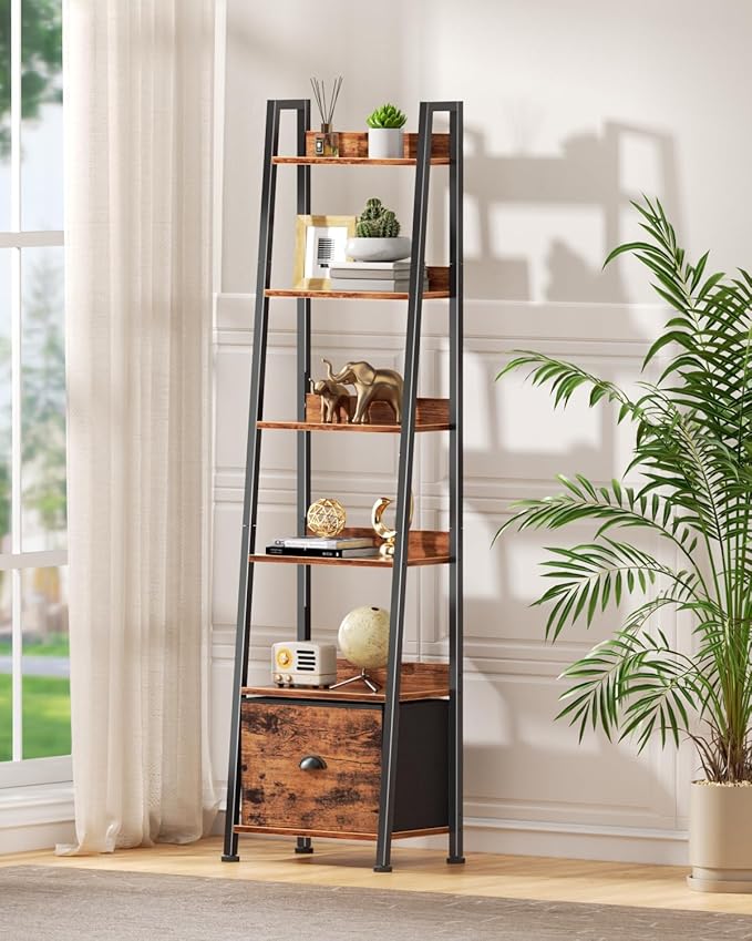 Furologee 6 Tier Ladder Shelf, Ladder Bookshelf - Image 2