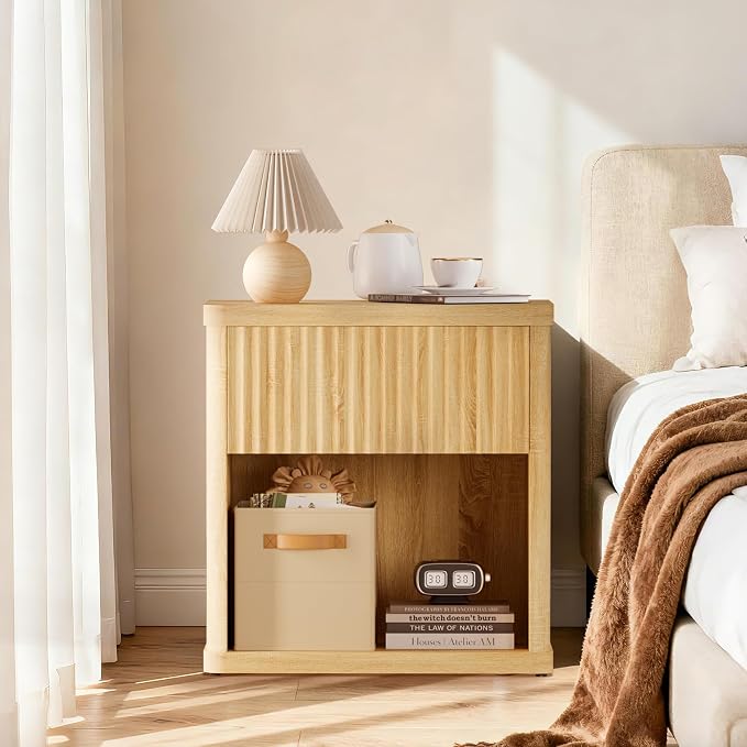 Fluted Nightstands Set of 2, Bedside Tables - Image 2