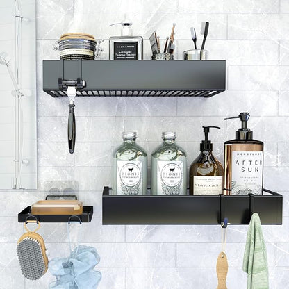 Shower Caddy Wall Mounted Stainless Steel Basket Shelf Shampoo Holder, Adhesive - Image 2