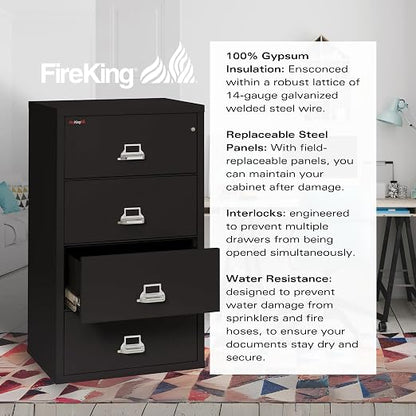 FireKing Lateral 4 Drawer Legal and Letter Fire Safe File Cabinet - Image 4