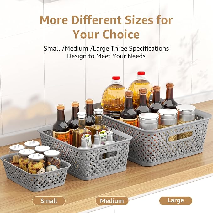 MaxGear 3 Pack Plastic Storage Baskets, Suitable - Image 3