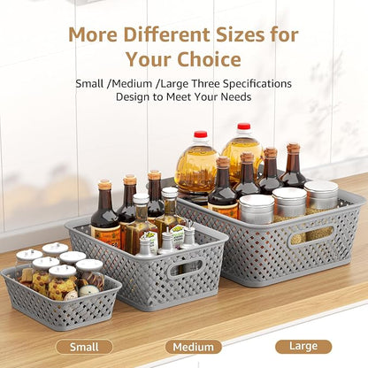 MaxGear 3 Pack Plastic Storage Baskets, Suitable - Image 3
