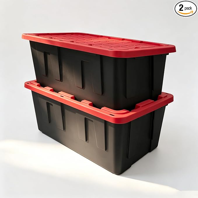 40 Gallon Tote 2 Pack, Heavy Duty Stackable Plastic Storage Bins by Unknown