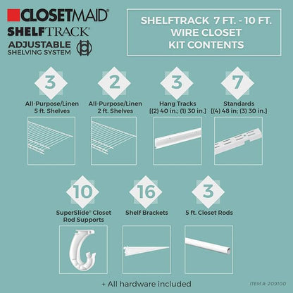 ClosetMaid ShelfTrack Wire Closet Organizer System, Adjustable from 7 to 10 Ft. - Image 3