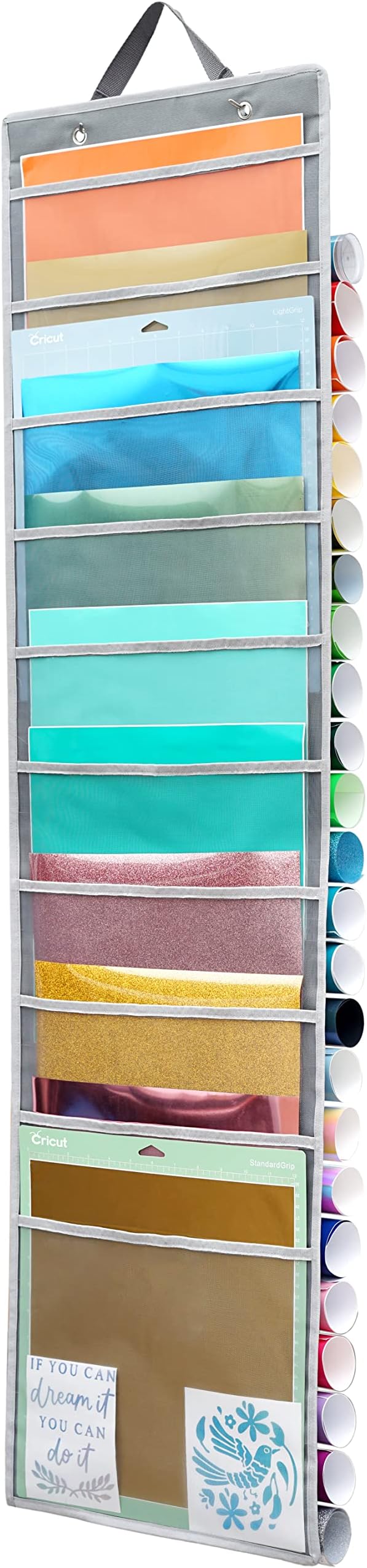 Hanging Vinyl Organizer, Double-Sided, 12x12 Paper Storage by ZENXUS