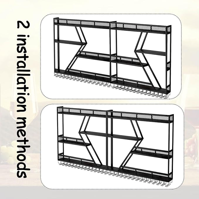 79in Large Wall Mounted Wine Rack 4 Tier Metal Wine Bottle Holder Modern - Image 5
