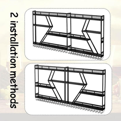 79in Large Wall Mounted Wine Rack 4 Tier Metal Wine Bottle Holder Modern - Image 5