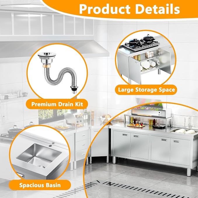 WWK 59" x 21" Stainless Steel Sink - Image 5